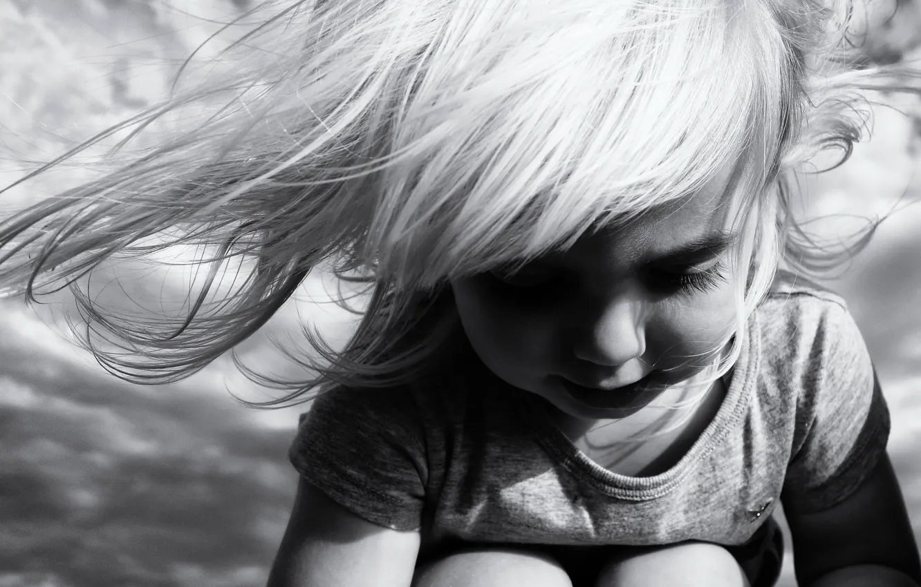 Photo wallpaper the wind, hair, girl