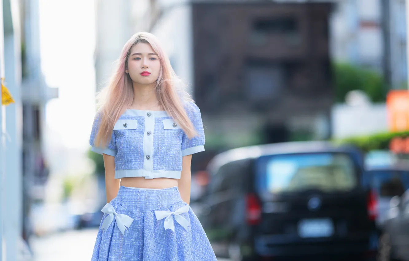 Photo wallpaper girl, the city, Asian