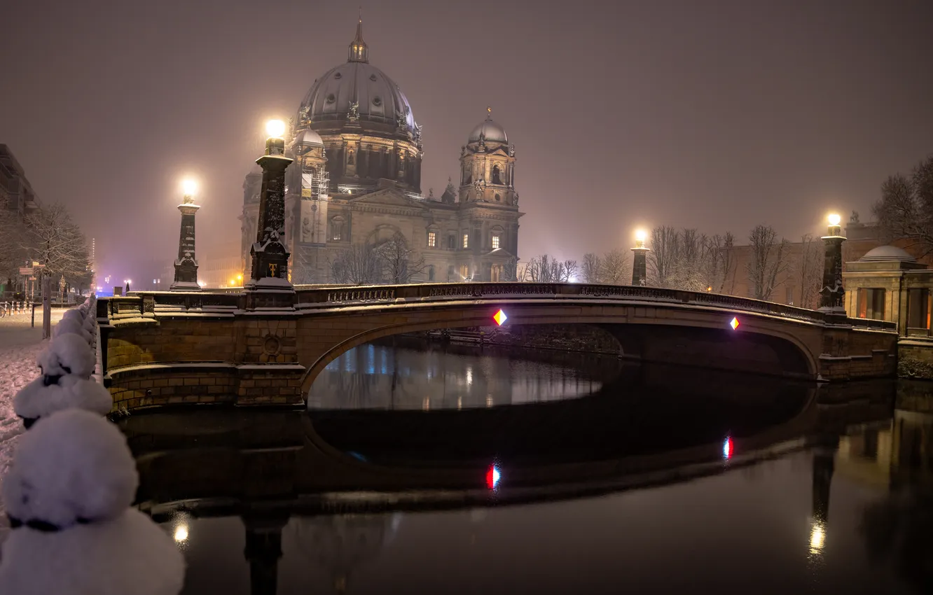 Photo wallpaper bridge, river, Germany, lights, Berlin