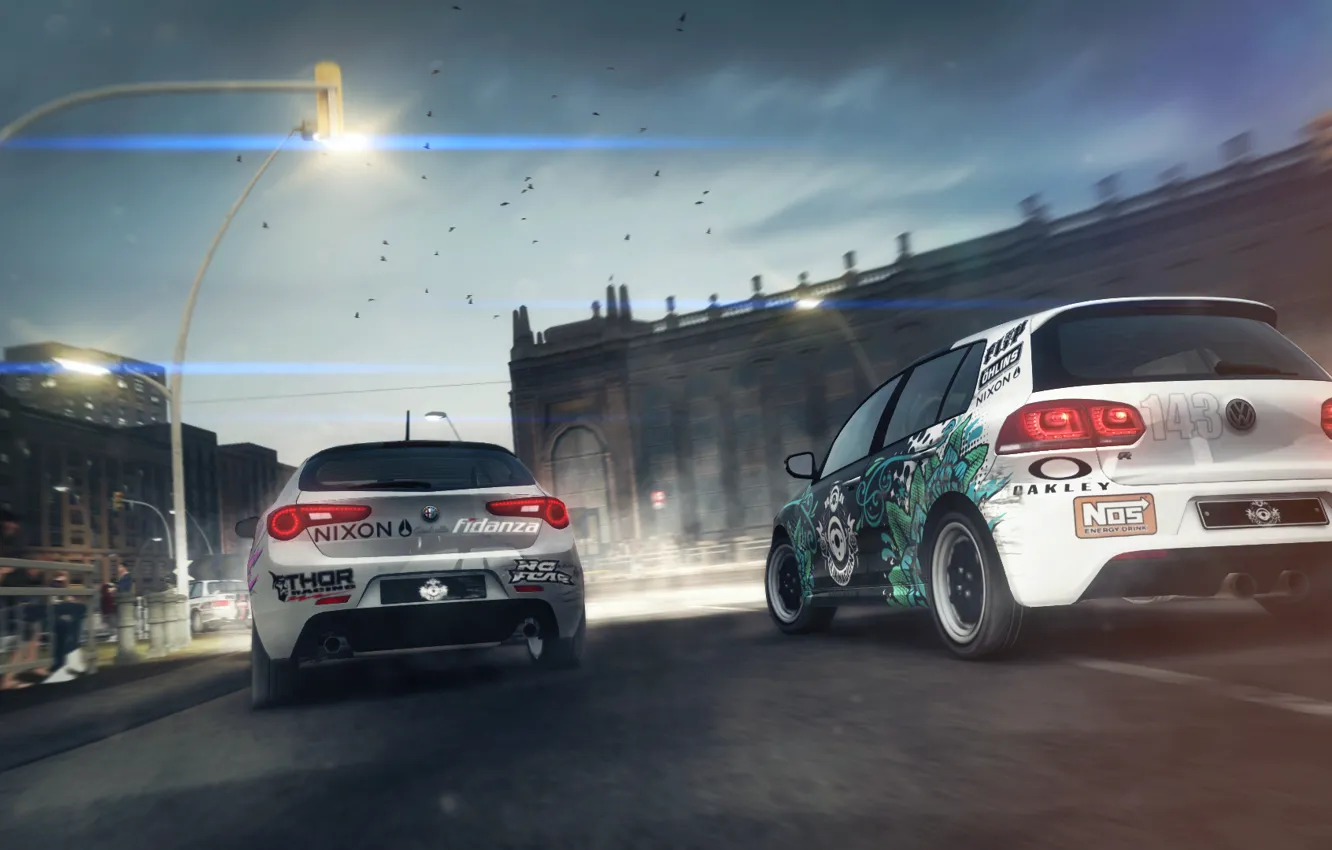 Photo wallpaper Volkswagen, Alfa Romeo, golf, race, Grid 2, Juliet