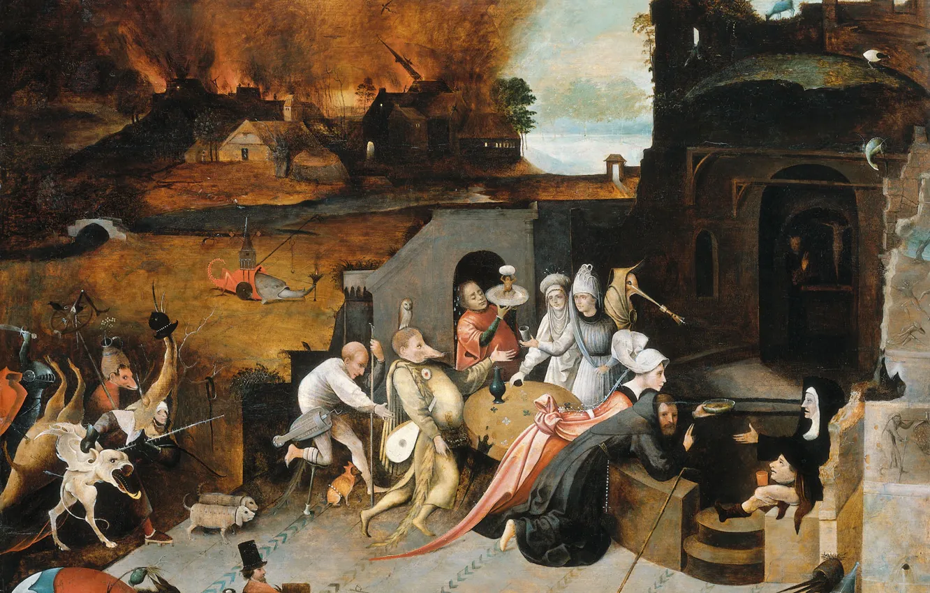 Photo wallpaper picture, Hieronymus Bosch, mythology, The Temptation Of St. Anthony The Hermit