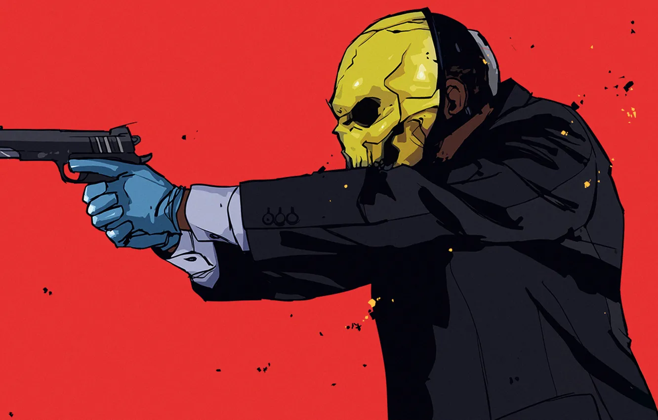 Photo wallpaper gun, mask, Overkill Software, PAYDAY 2