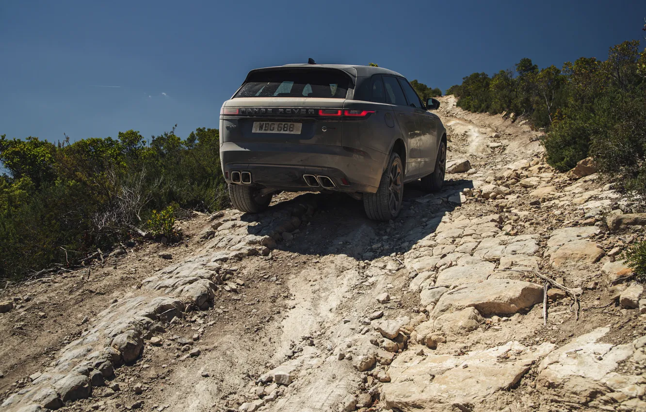 Photo wallpaper Land Rover, Range Rover, the rise, SUV, feed, V8, Velar, 2019