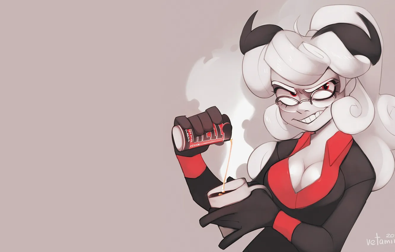 Photo wallpaper the demon, Cup, Bank, kopeck piece, Helltaker, Pandemonica