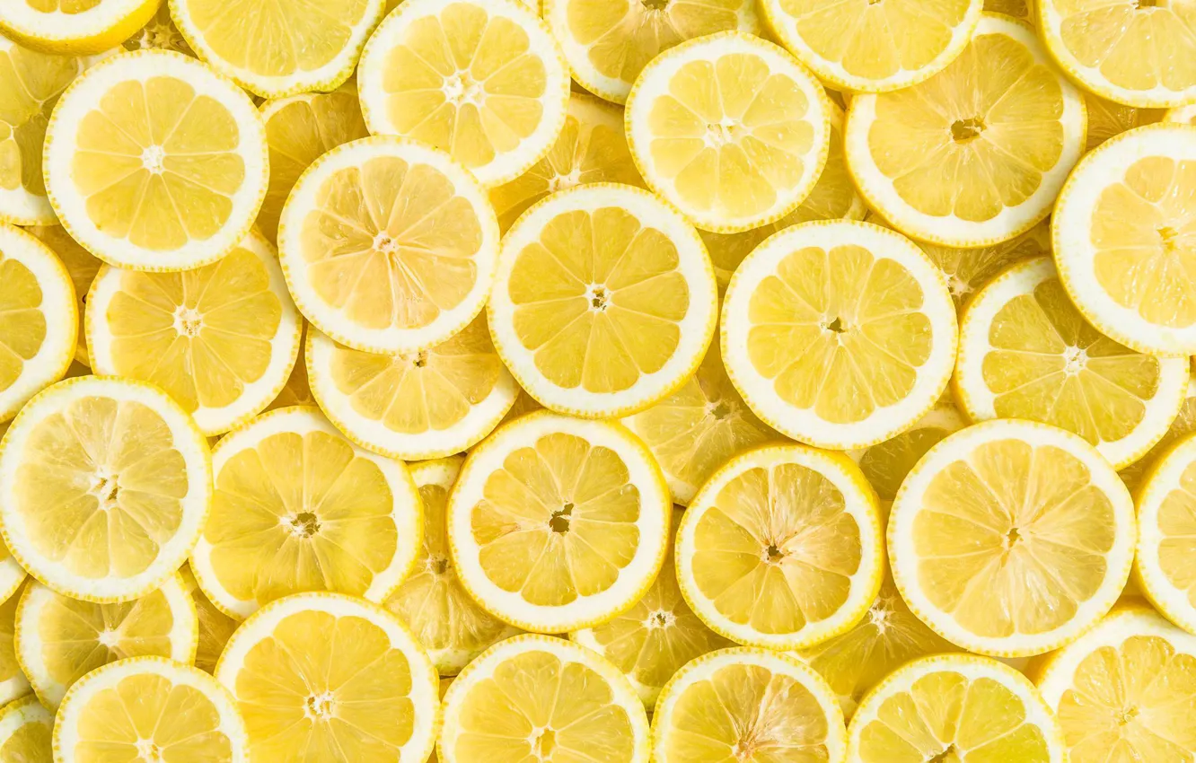 Photo wallpaper lemon, circles, a lot, slices, cutting