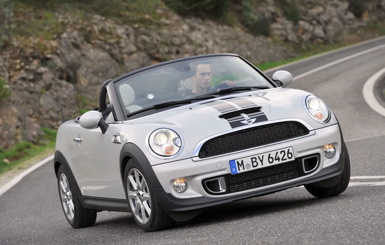 Photo wallpaper road, Roadster, Mini, convertible