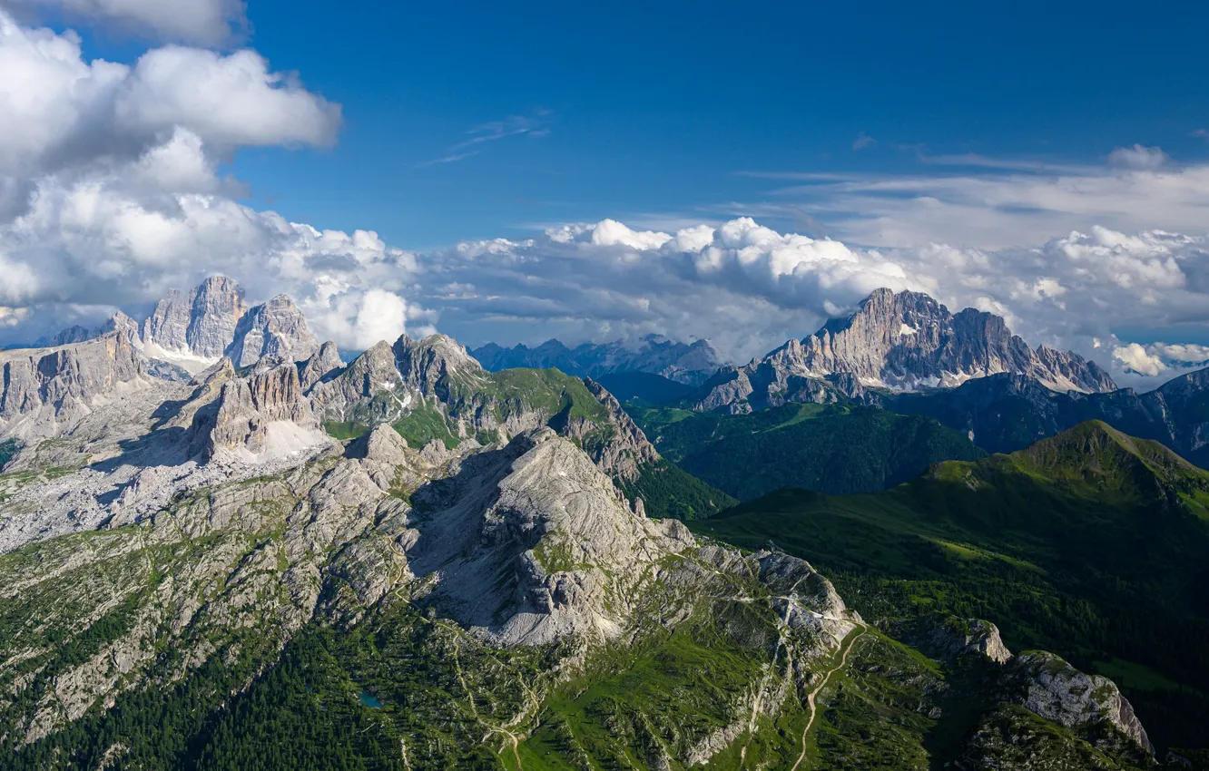Photo wallpaper landscape, mountains, nature, panorama