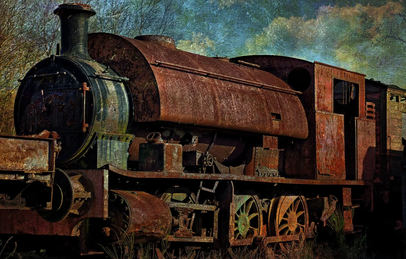Photo wallpaper train, the engine, rust, metal