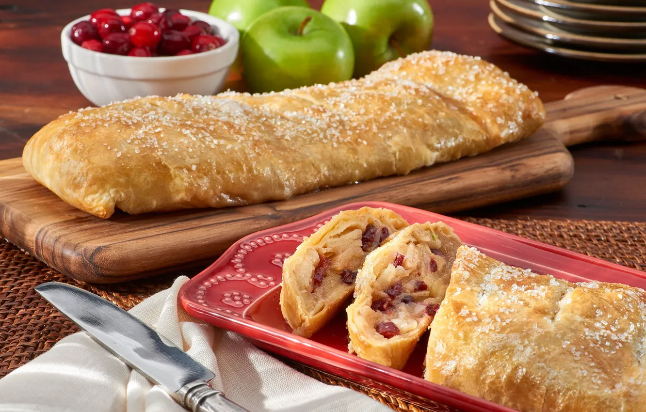 Photo wallpaper cherry, apples, cakes, strudel
