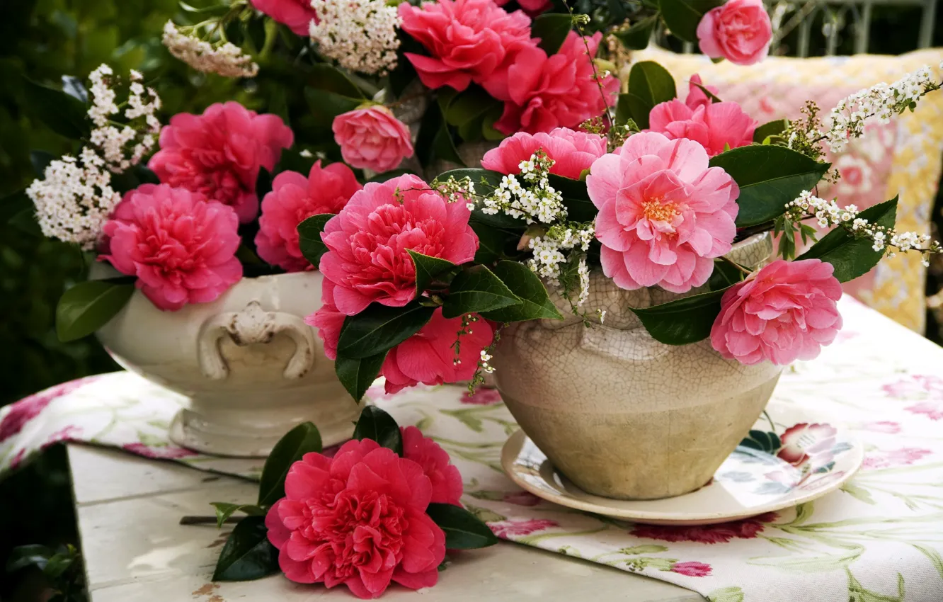 Photo wallpaper flowers, bouquet, Camellia