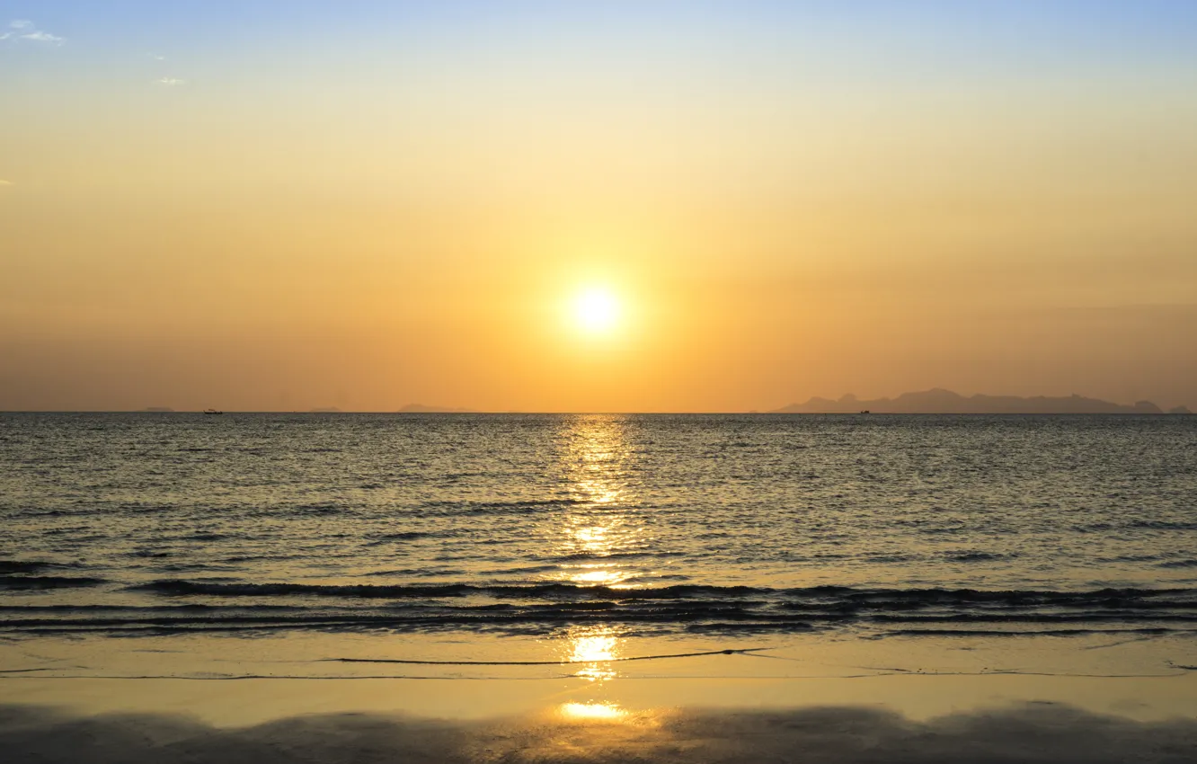 Photo wallpaper sea, wave, beach, summer, the sky, sunset, summer, beach