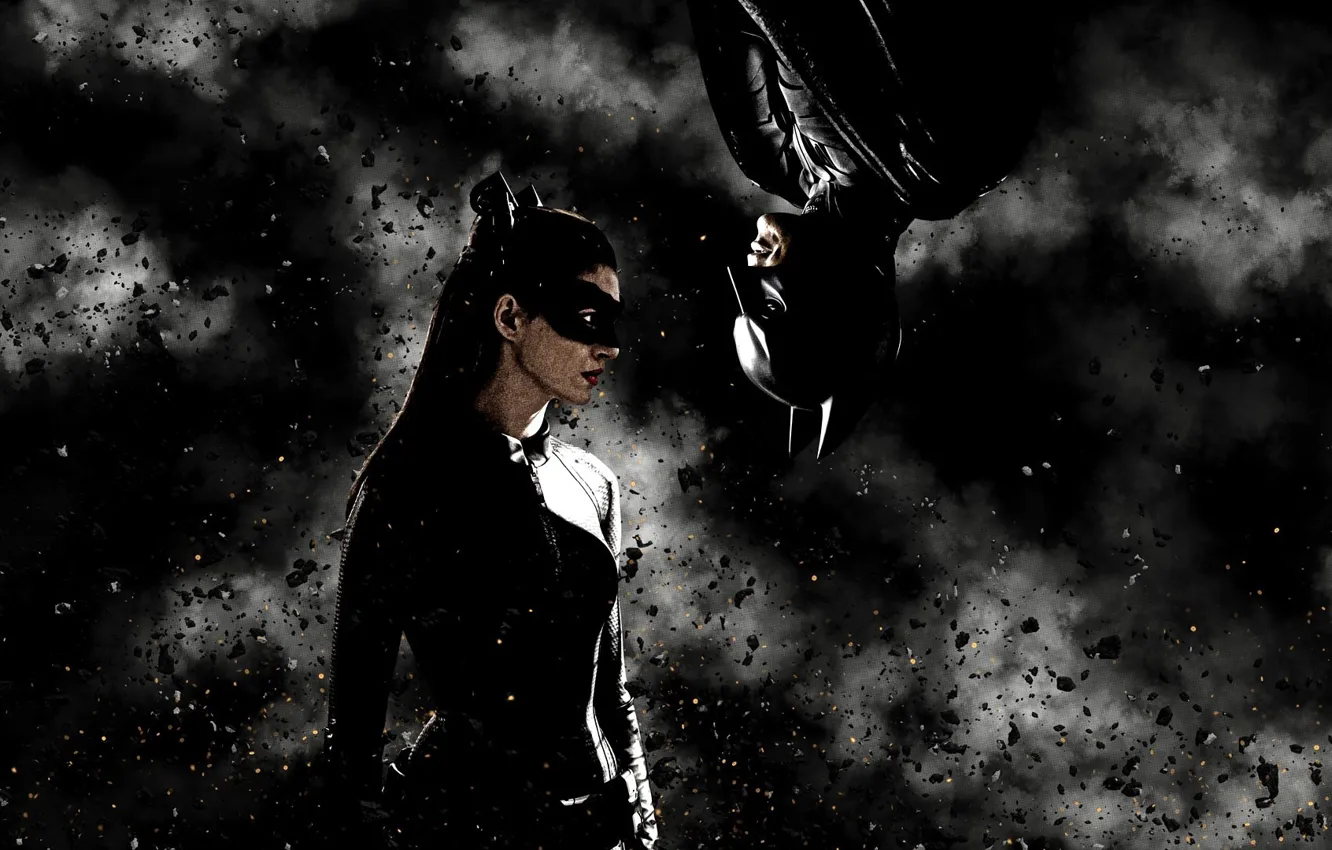 Photo wallpaper Batman, Batman, Cat woman, The Dark Knight Rises, Anne Hathaway