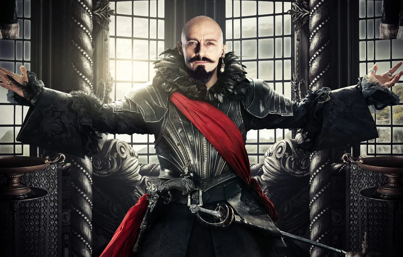 Photo wallpaper gun, fantasy, pirate, adventure, Hugh Jackman, Hugh Jackman, in black, sword