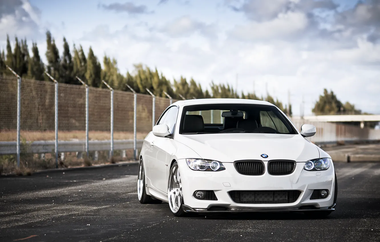 Photo wallpaper white, the sky, asphalt, BMW, BMW, white, 3 Series