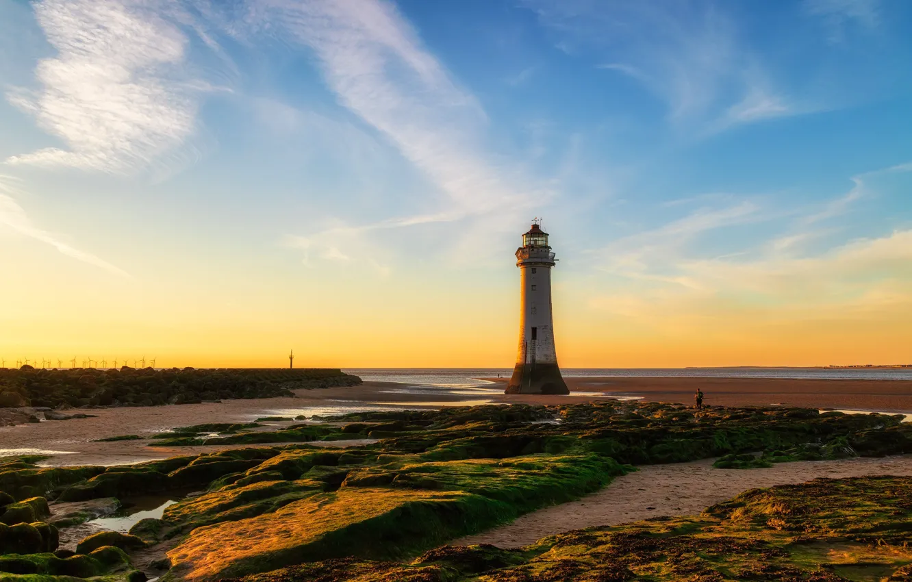 Photo wallpaper sea, the sky, blue, shore, lighthouse