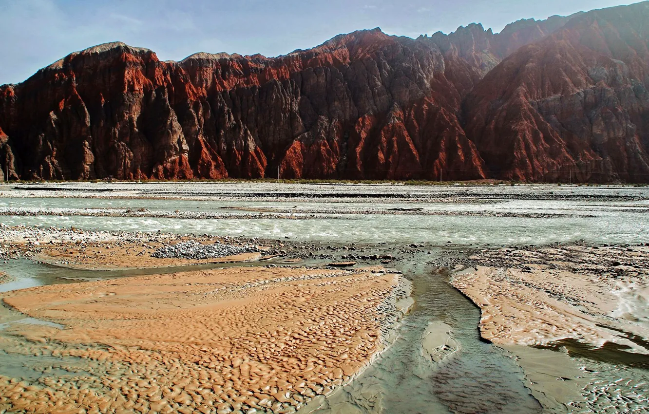 Photo wallpaper the sky, water, mountains, Pamir