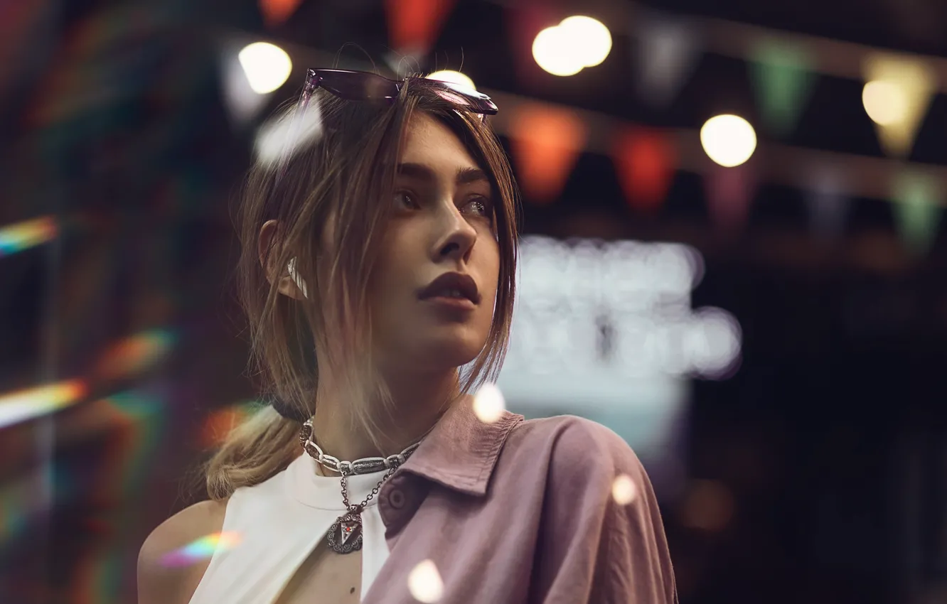 Photo wallpaper look, girl, glasses, Nikita Bushuev