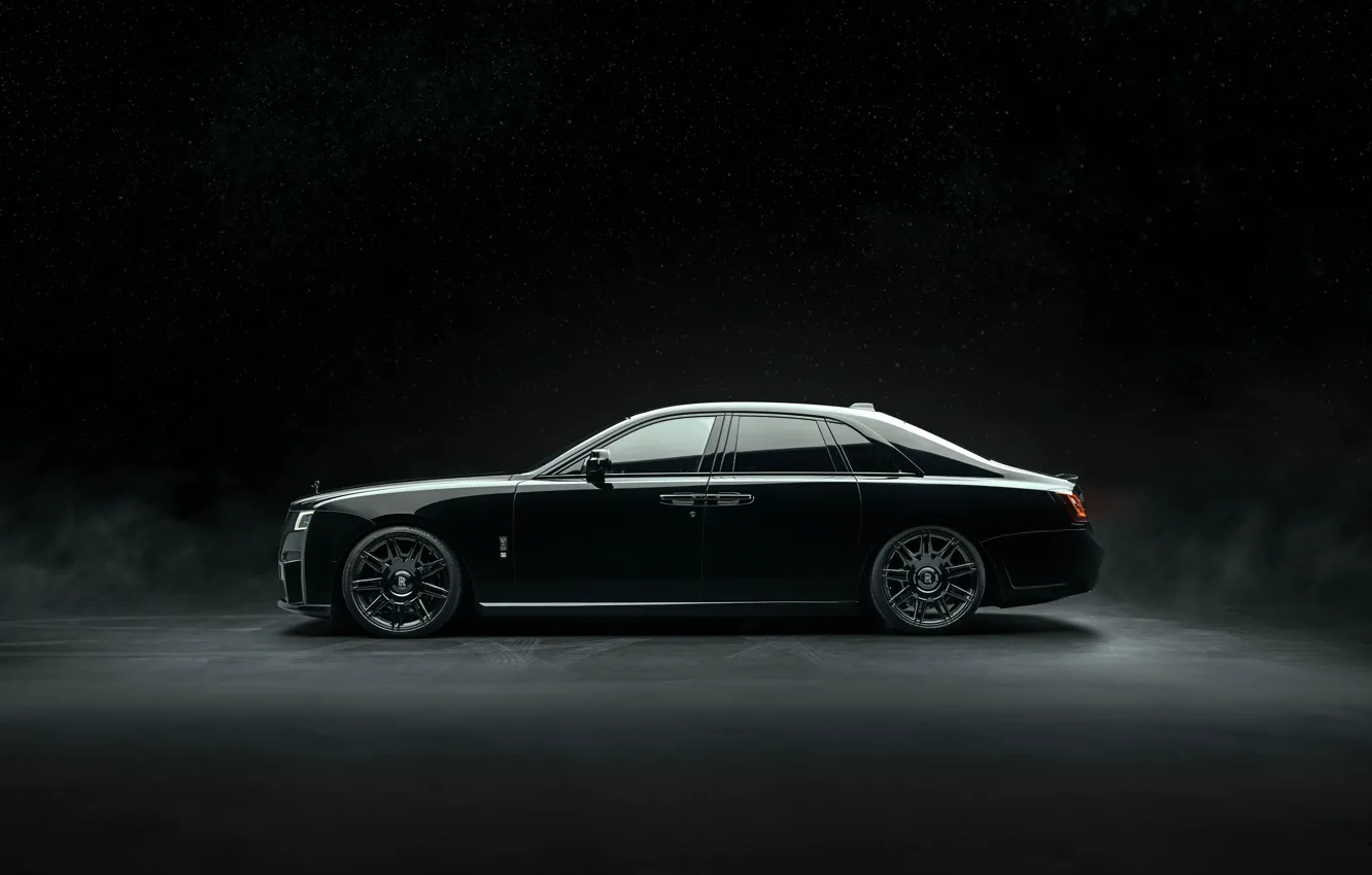 Photo wallpaper Rolls-Royce, Ghost, car, side view, Rolls-Royce Black Badge Ghost