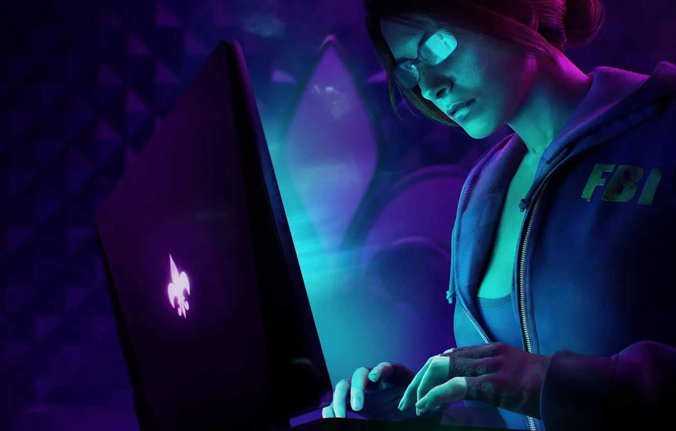 Photo wallpaper girl, night, laptop, Saints Row: The Third