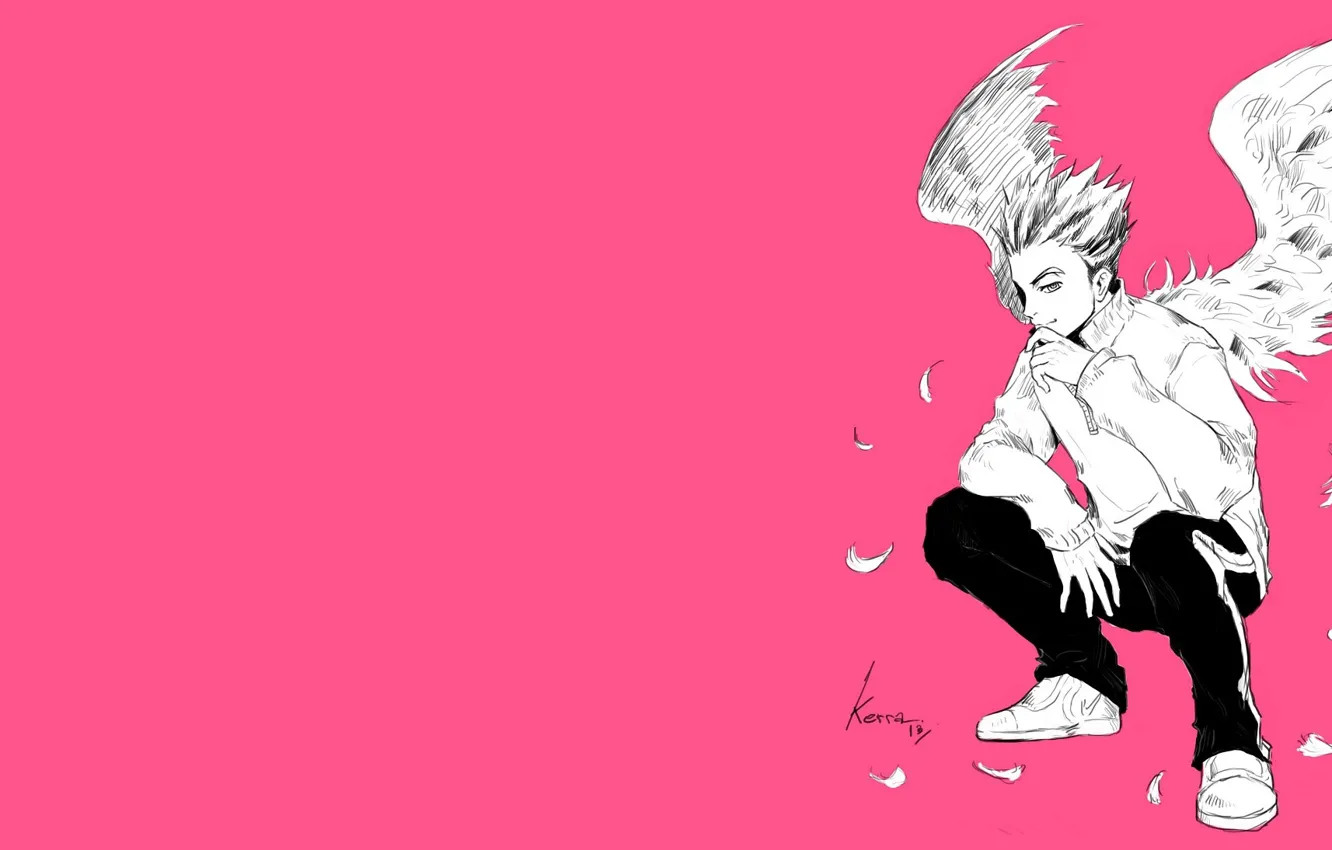 Photo wallpaper angel, feathers, guy, volleyball, HAIKYUU