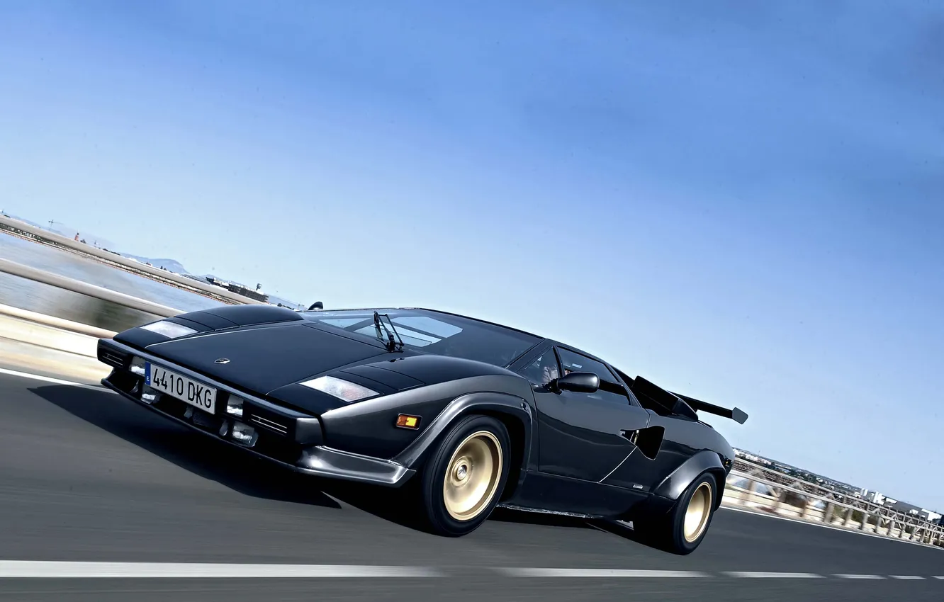 Photo wallpaper car, Lamborghini, road, speed, Countach, 5000