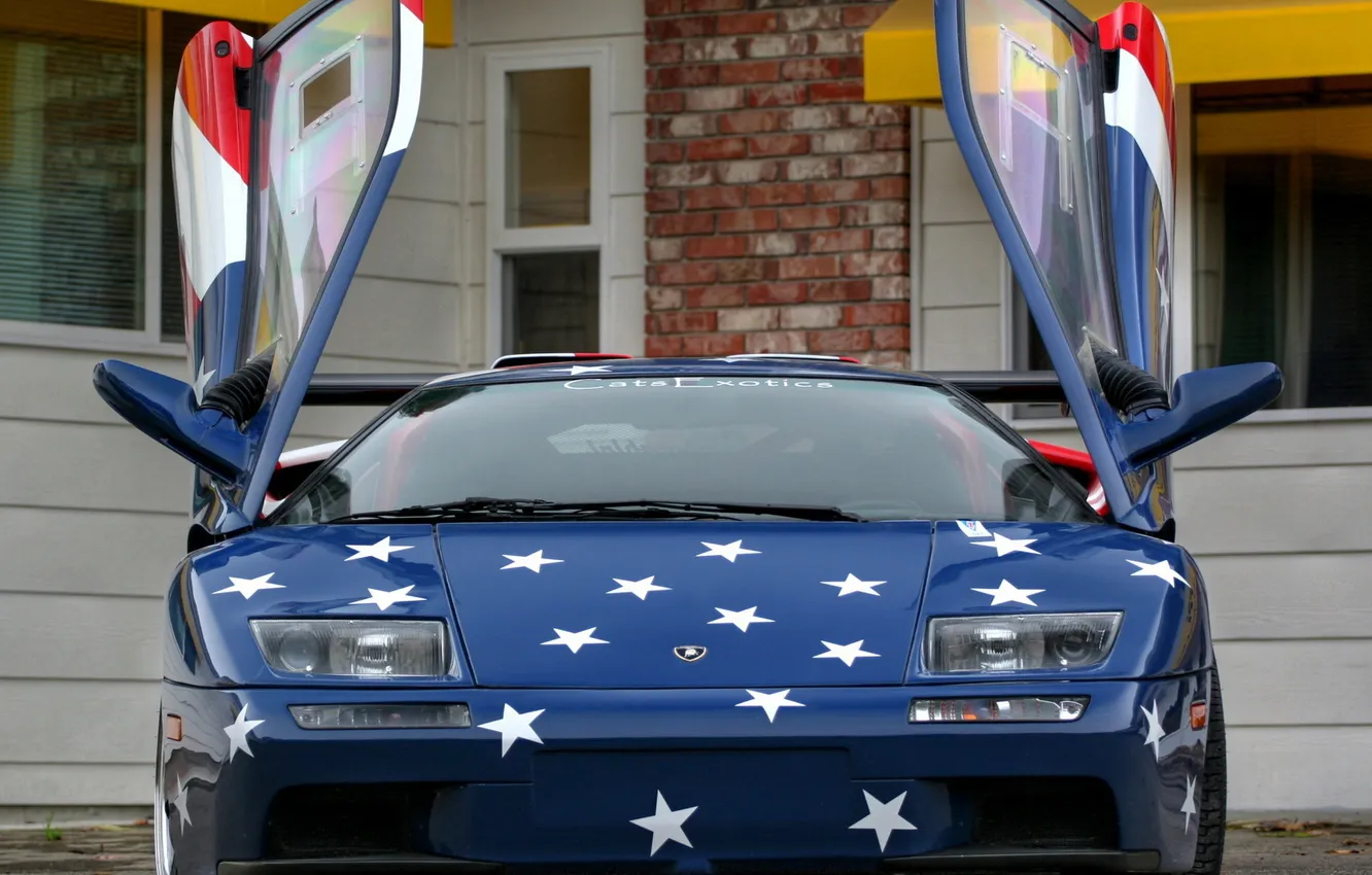 Photo wallpaper tuning, building, front view, Diablo, doors, SVR, Lamborghini Diablo