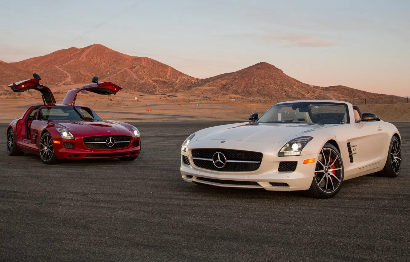 Photo wallpaper mountains, Mercedes-Benz, Mercedes, AMG, SLS, AMG, SLS