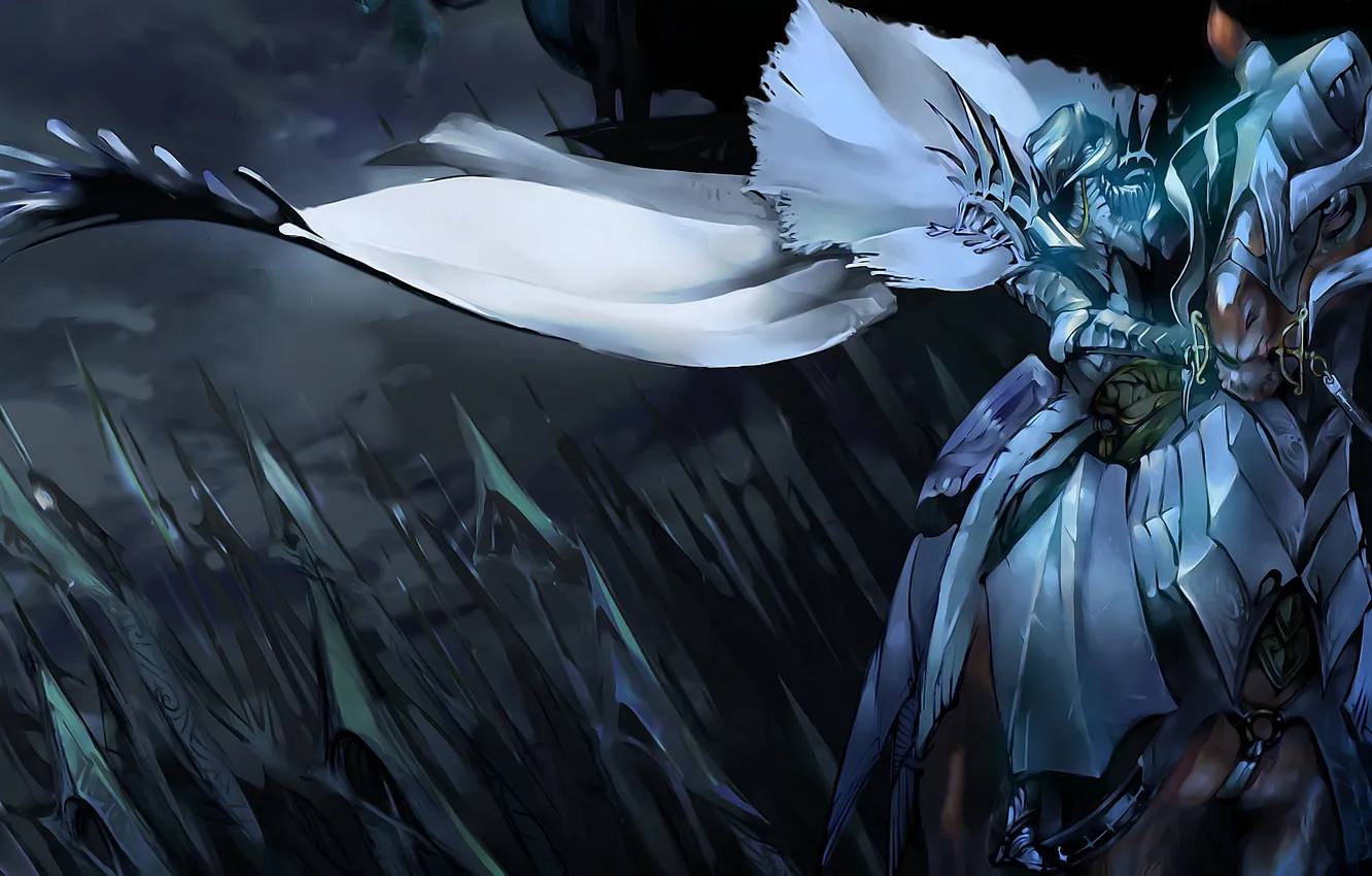 Photo wallpaper mountains, horse, armor, knight, cloak, peak, White Knight Chronicles