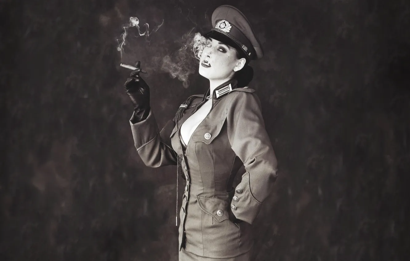 Photo wallpaper white, photo, smoke, cigar, form, DITA VON TEESE, white, black
