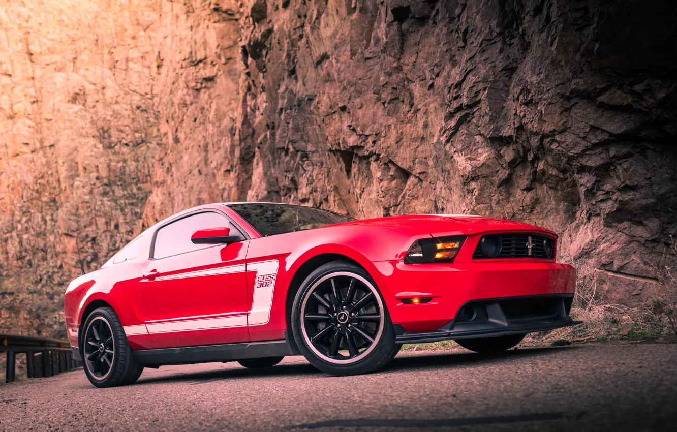 Photo wallpaper mustang, red, ford, 302, boss