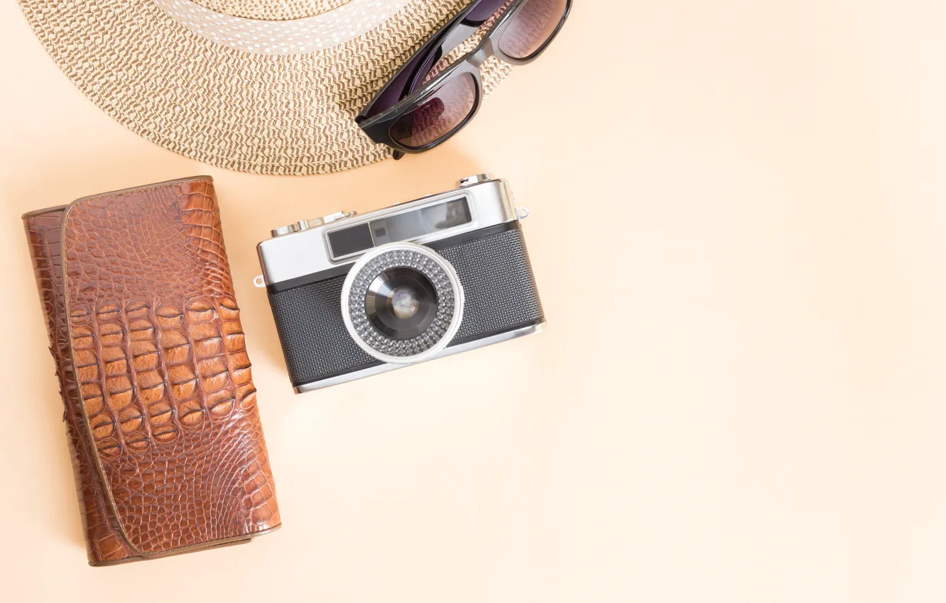 Photo wallpaper hat, the camera, purse