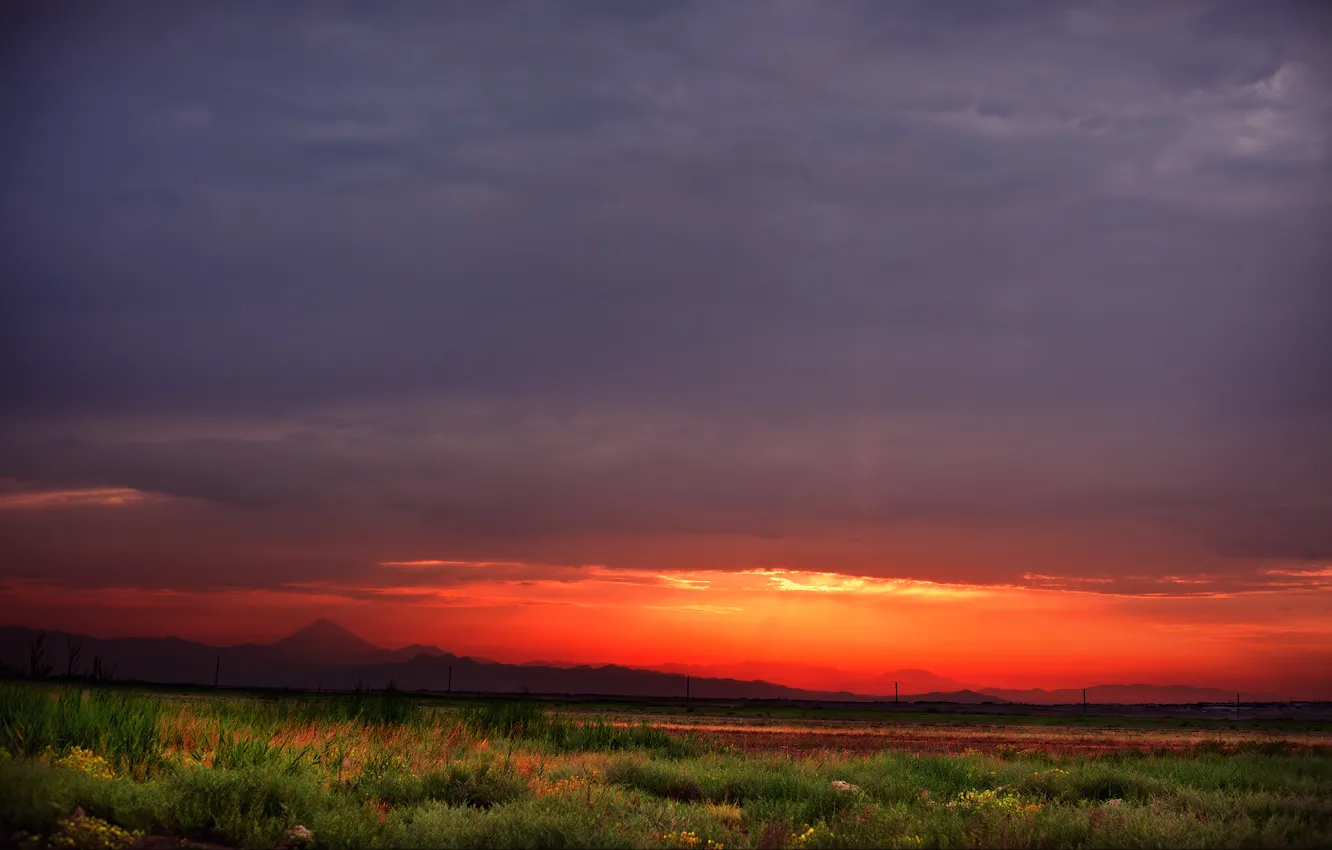 Photo wallpaper the sky, clouds, mountains, sunrise, Iran, Iran