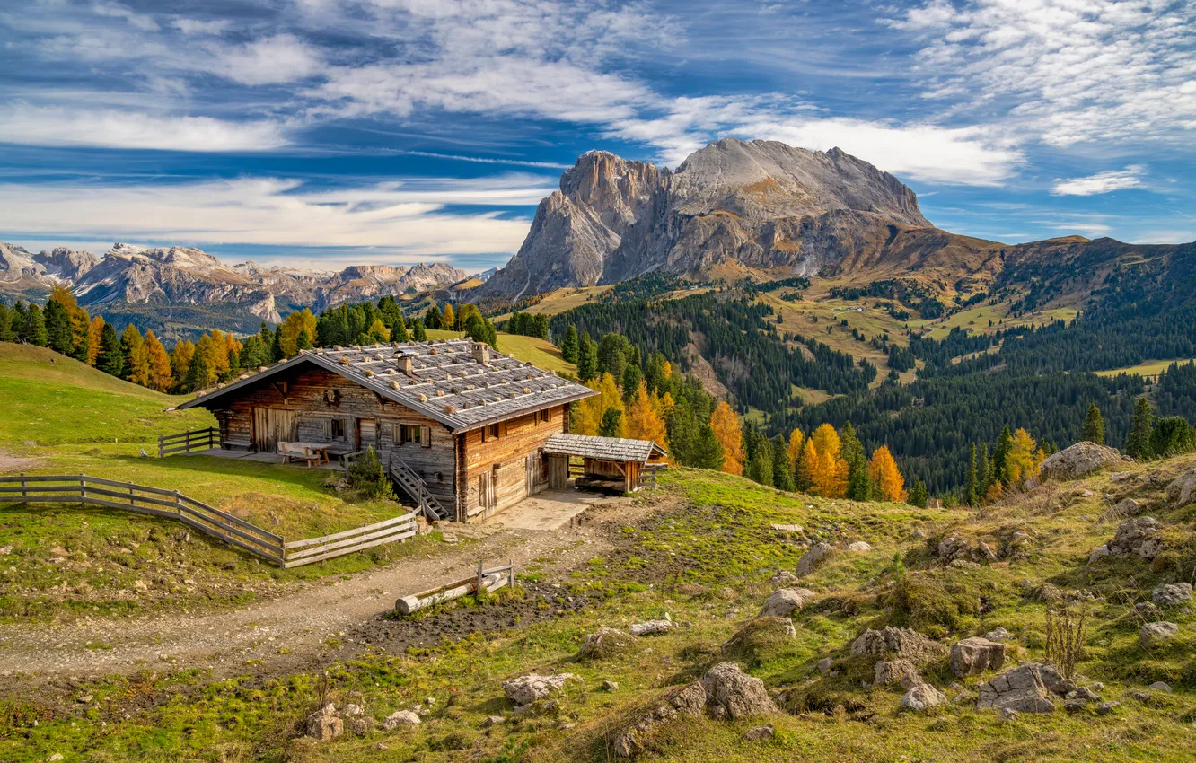 Photo wallpaper mountains, Italy, South Tyrol, The Dolomites