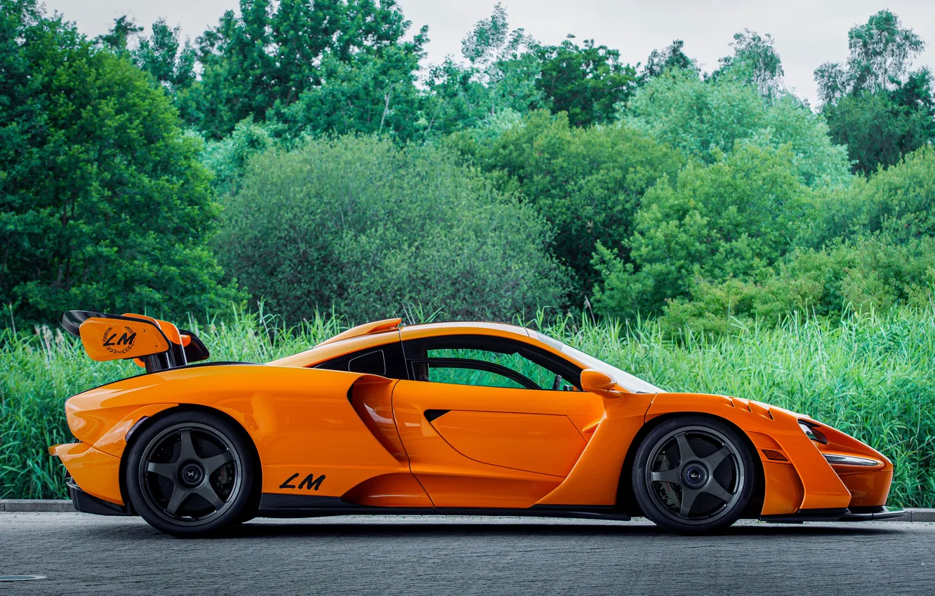 Photo wallpaper orange, McLaren, side view, Senna, MSO, 2020, Senna LM