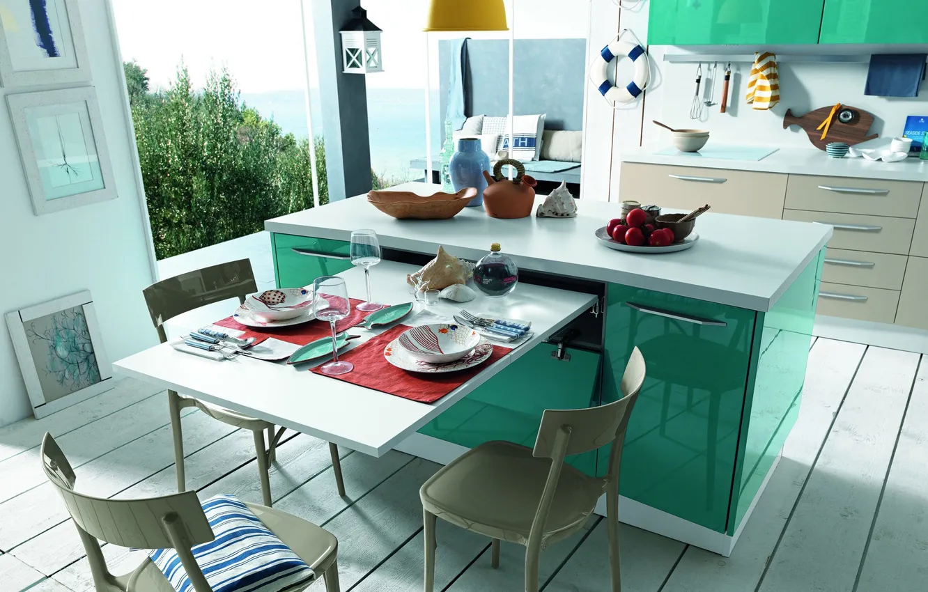 Photo wallpaper design, style, interior, kitchen, dining room, dining area