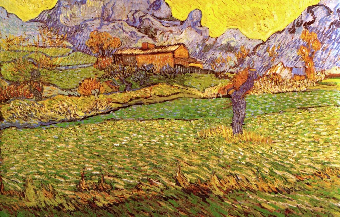 Photo wallpaper Vincent van Gogh, Saint Remy, A Meadow in the Mountains Le Mas de Saint-Paul