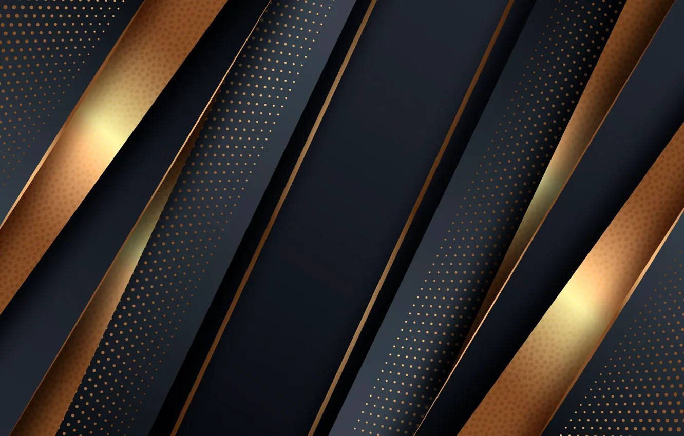 Photo wallpaper abstraction, the dark background, vector, elements, black background, gold plated