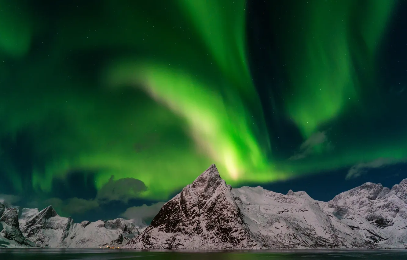 Photo wallpaper Sky, Green, Landscape, Norway, Arctic, Outdoor