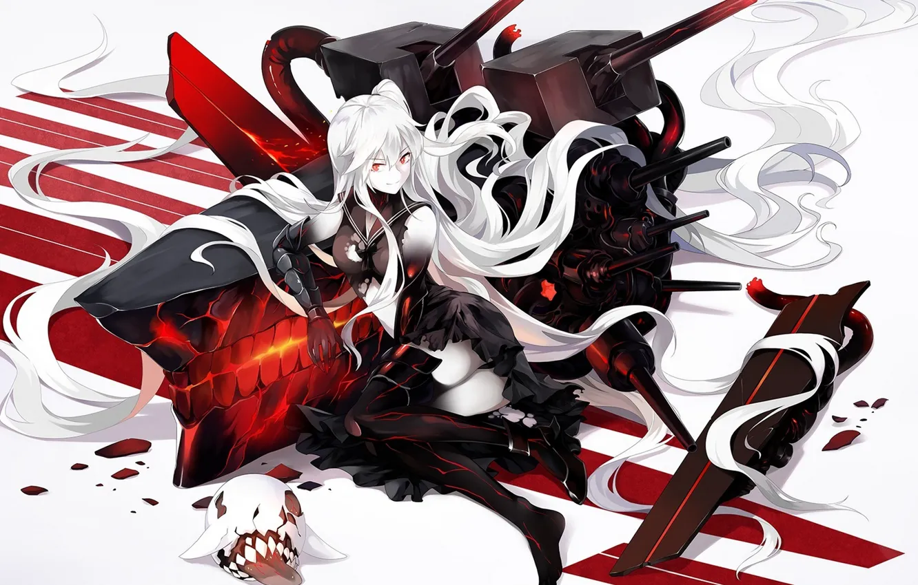 Photo wallpaper girl, smile, weapons, monster, anime, art, nothing, yanshoujie