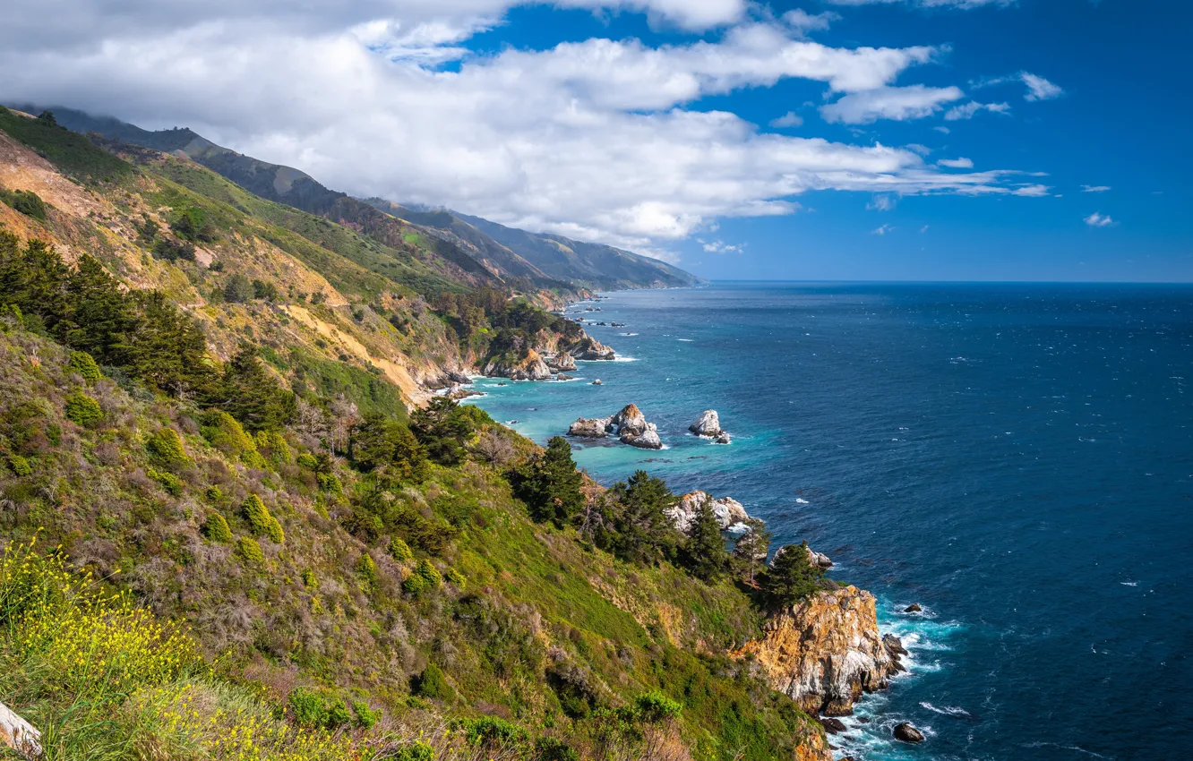 Photo wallpaper california, pacific ocean, ocean, coast, shore
