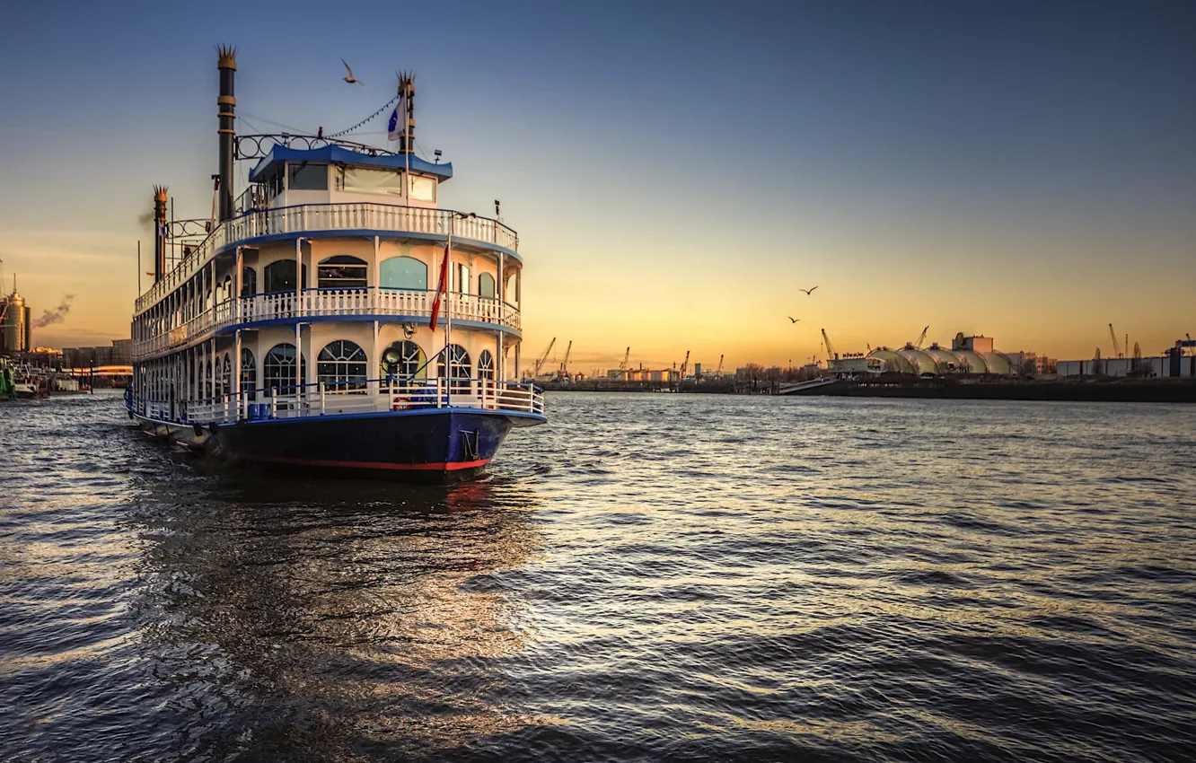 Photo wallpaper ship, Hamburg, Elbe