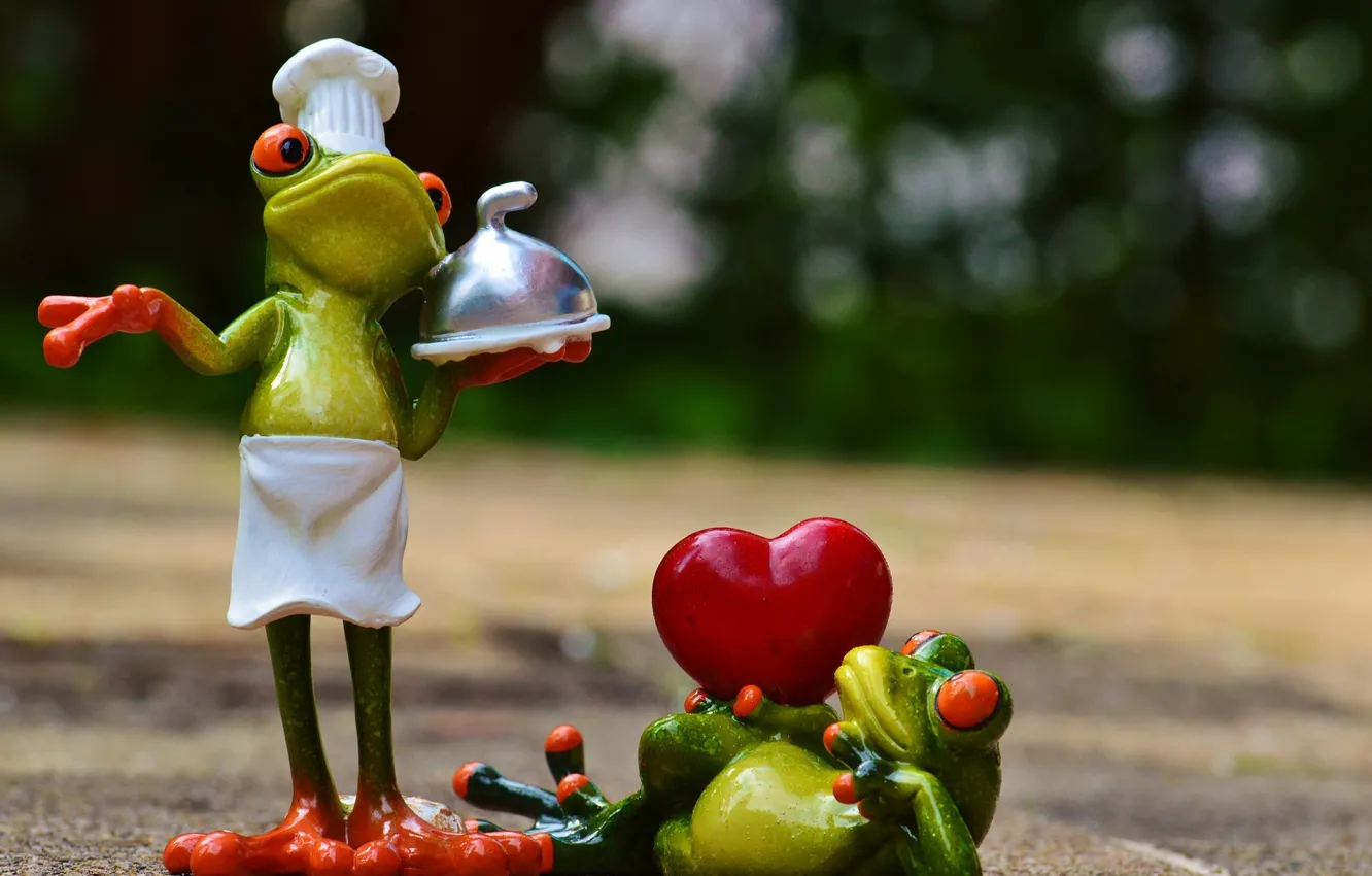 Photo wallpaper heart, toys, frog, frogs, cook, figures, frog
