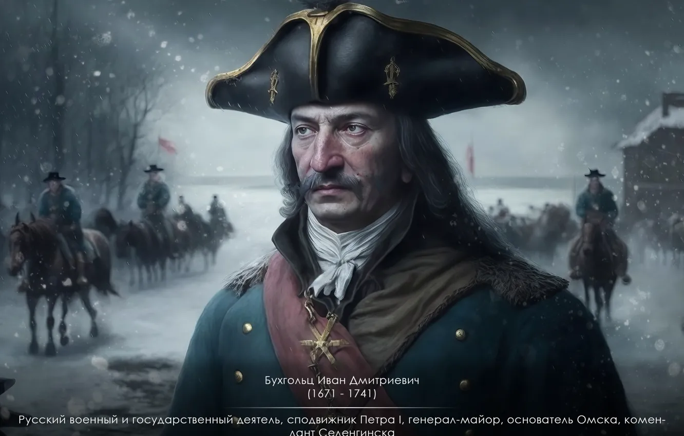 Photo wallpaper male, digital art, AI art, The Art of Artificial Intelligence, Major General, Ivan Dmitrievich Buchholz, …