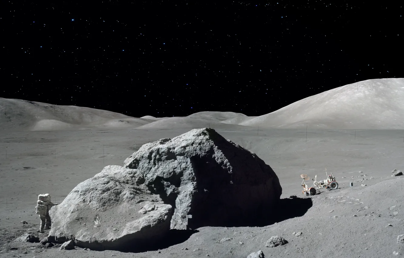 Photo wallpaper The moon, astronaut, lokomobil, Apollo 17