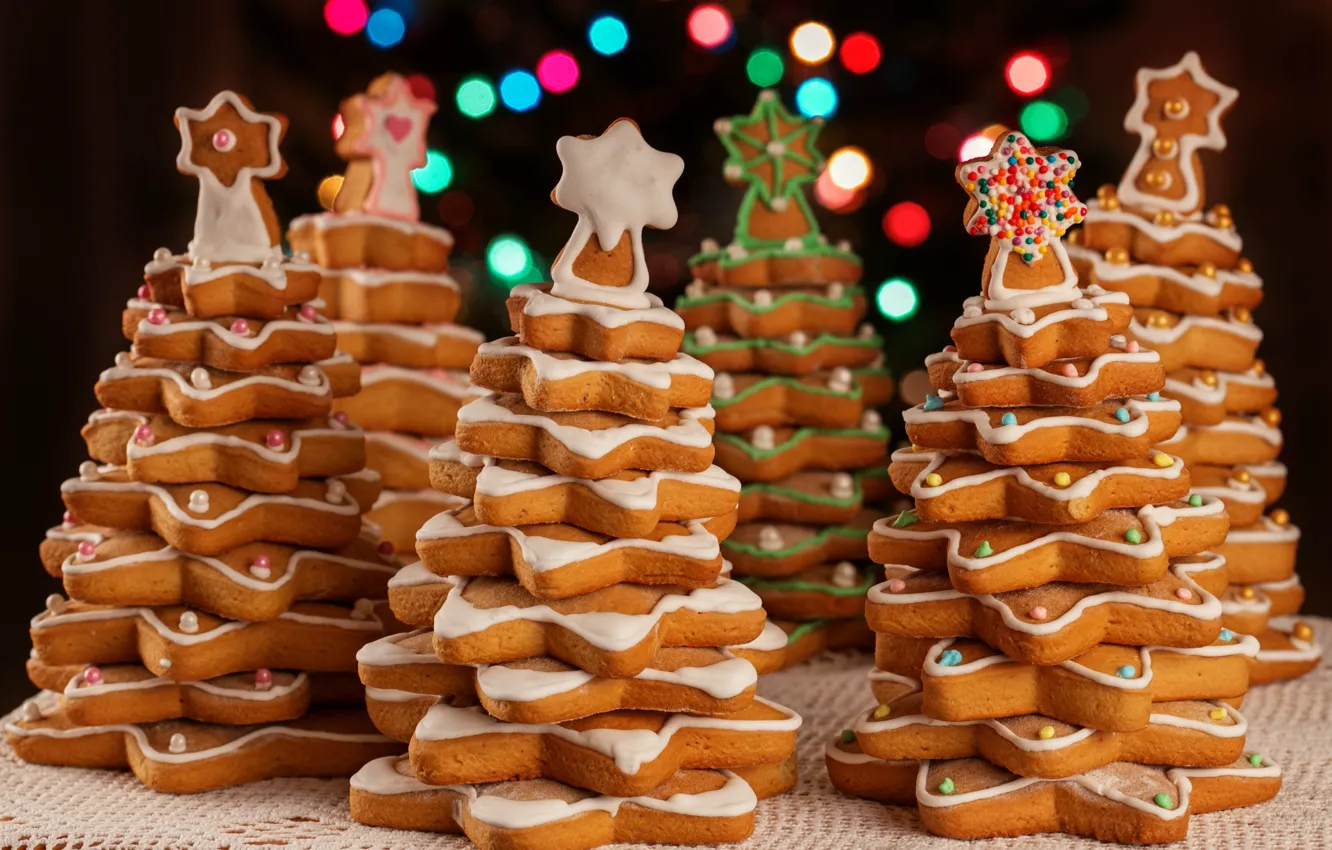 Photo wallpaper tree, cookies, Christmas, New year, Christmas, cakes, decoration, xmas