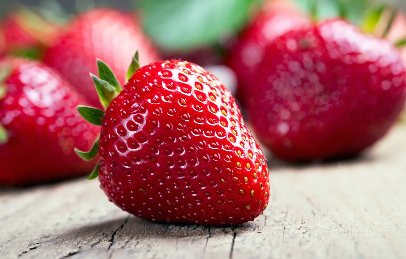 Photo wallpaper macro, berries, strawberry, strawberry