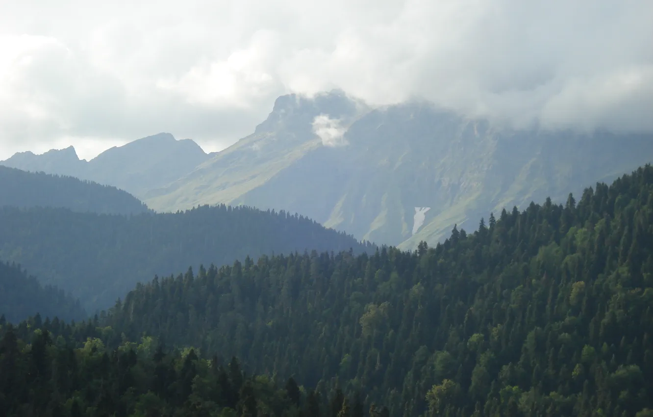 Photo wallpaper clouds, mountains, nature