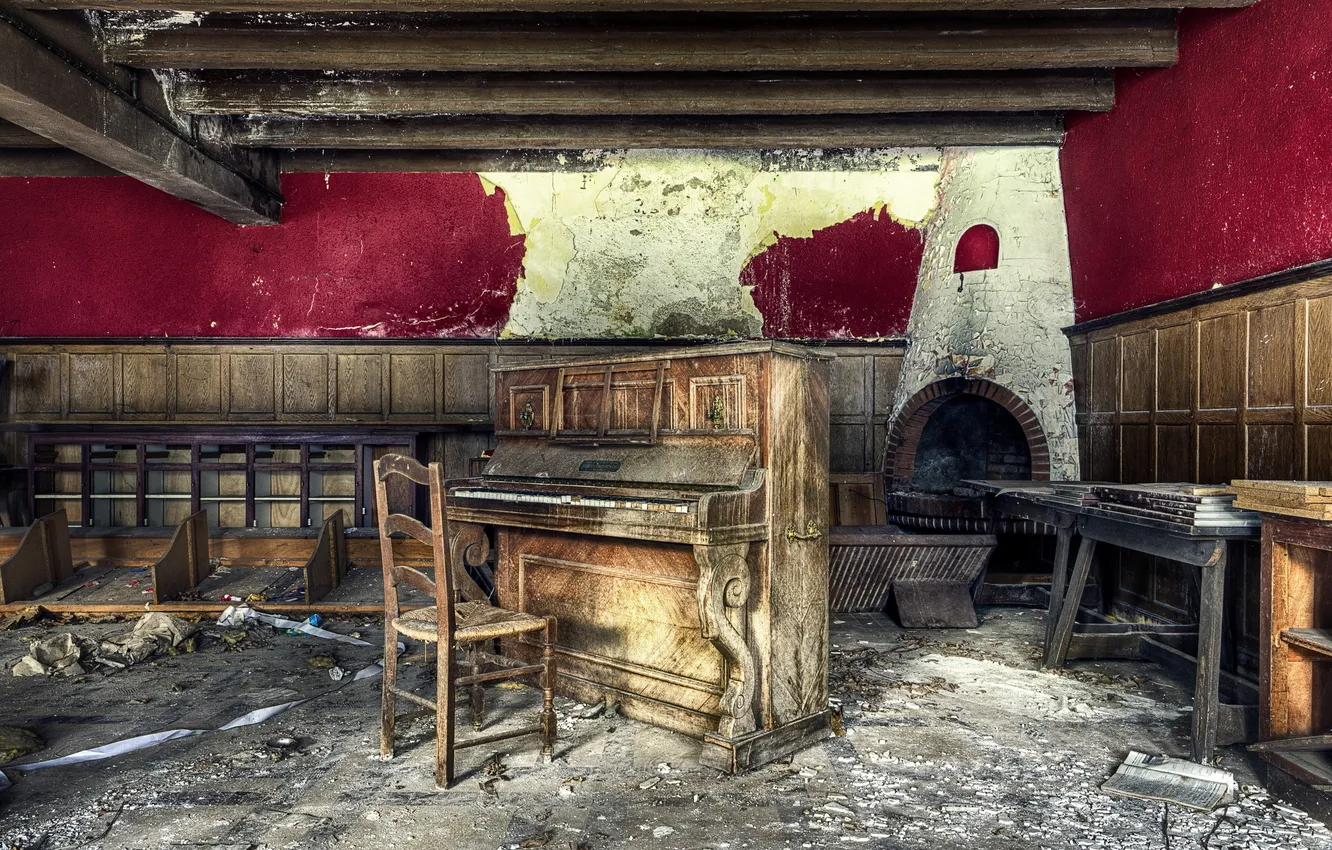 Photo wallpaper music, chair, piano