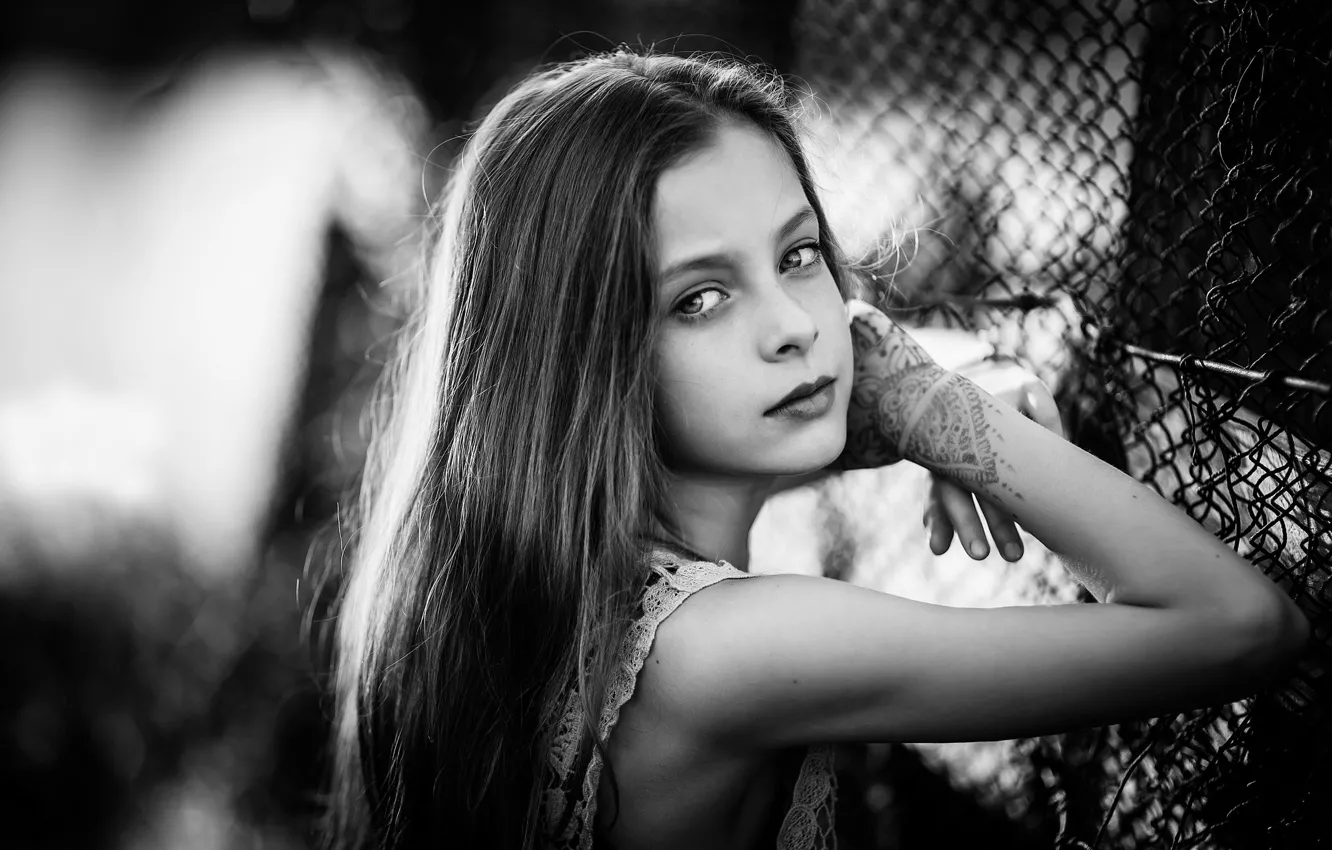Photo wallpaper portrait, girl, the beauty, BW
