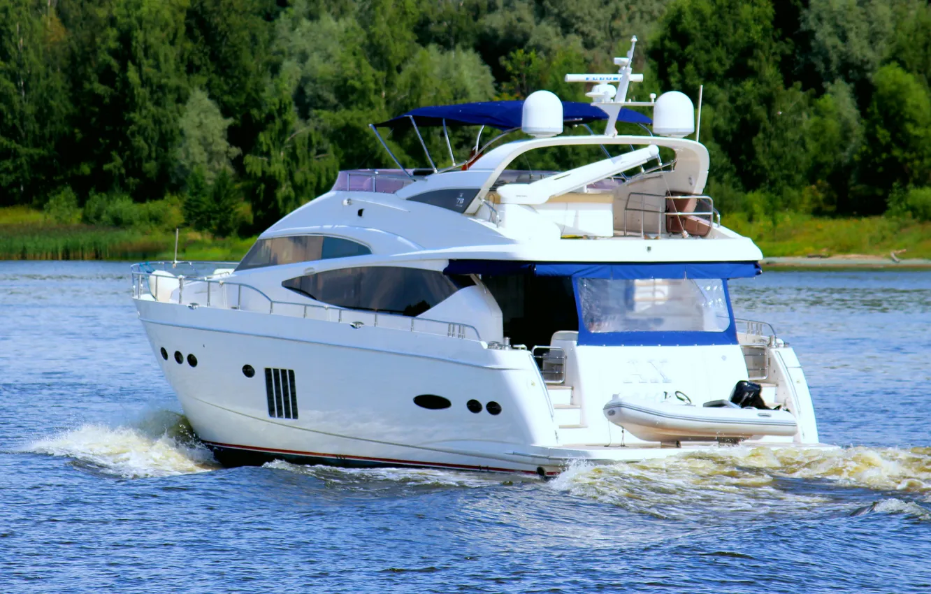 Photo wallpaper river, stay, yacht